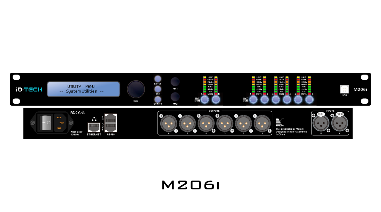 M206i là bộ xử lý âm thanh hiệu suất cao của iD-Tech, cung cấp sự linh hoạt cho nhiều tình huống sử dụng. Với DSP mạnh mẽ và khả năng xử lý tín hiệu 96kHz, M206i mang lại trải nghiệm âm thanh đỉnh cao cho phòng họp, nhà hát, và sự kiện giải trí. Thiết kế tiên tiến bao gồm nhiều tính năng động, bộ lọc FIR, và khả năng tùy chỉnh cao.