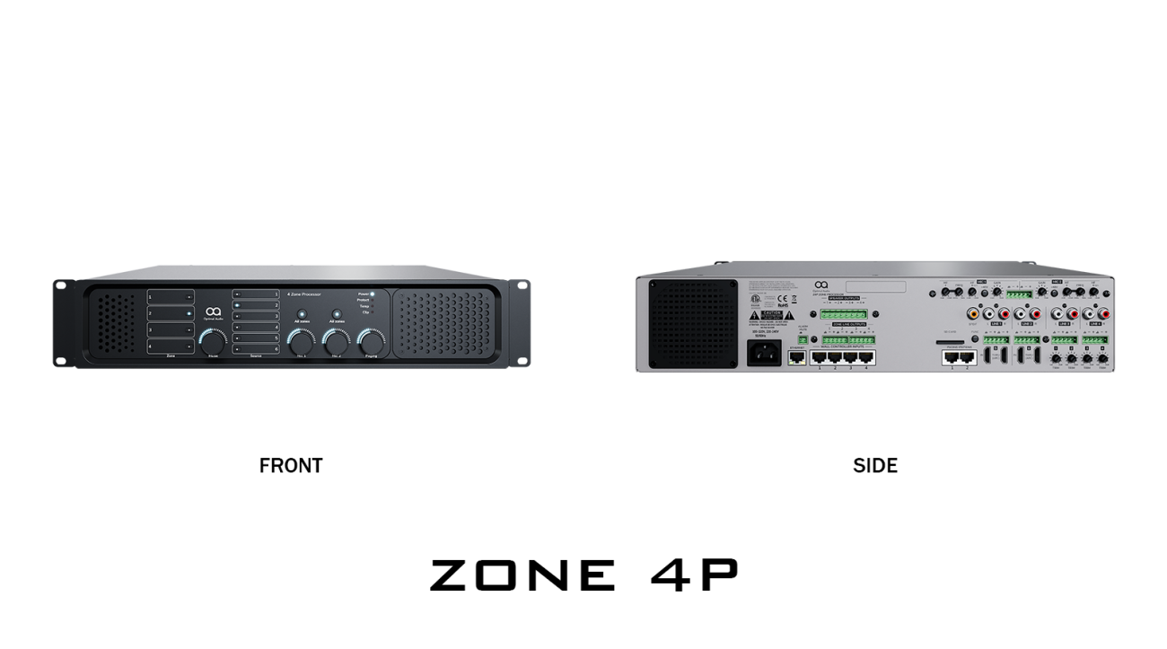 Optimal Zone 4P - Bộ Điều Khiển Âm Thanh Đa Vùng độc đáo, tích hợp DSP và Bộ Khuếch Đại 4 Kênh, mang lại chất lượng âm thanh vượt trội và tiết kiệm chi phí. Với khả năng định cấu hình linh hoạt và 100W mỗi kênh, Zone 4P là trái tim của hệ thống âm thanh hiệu quả cho không gian thương mại đa dạng.
