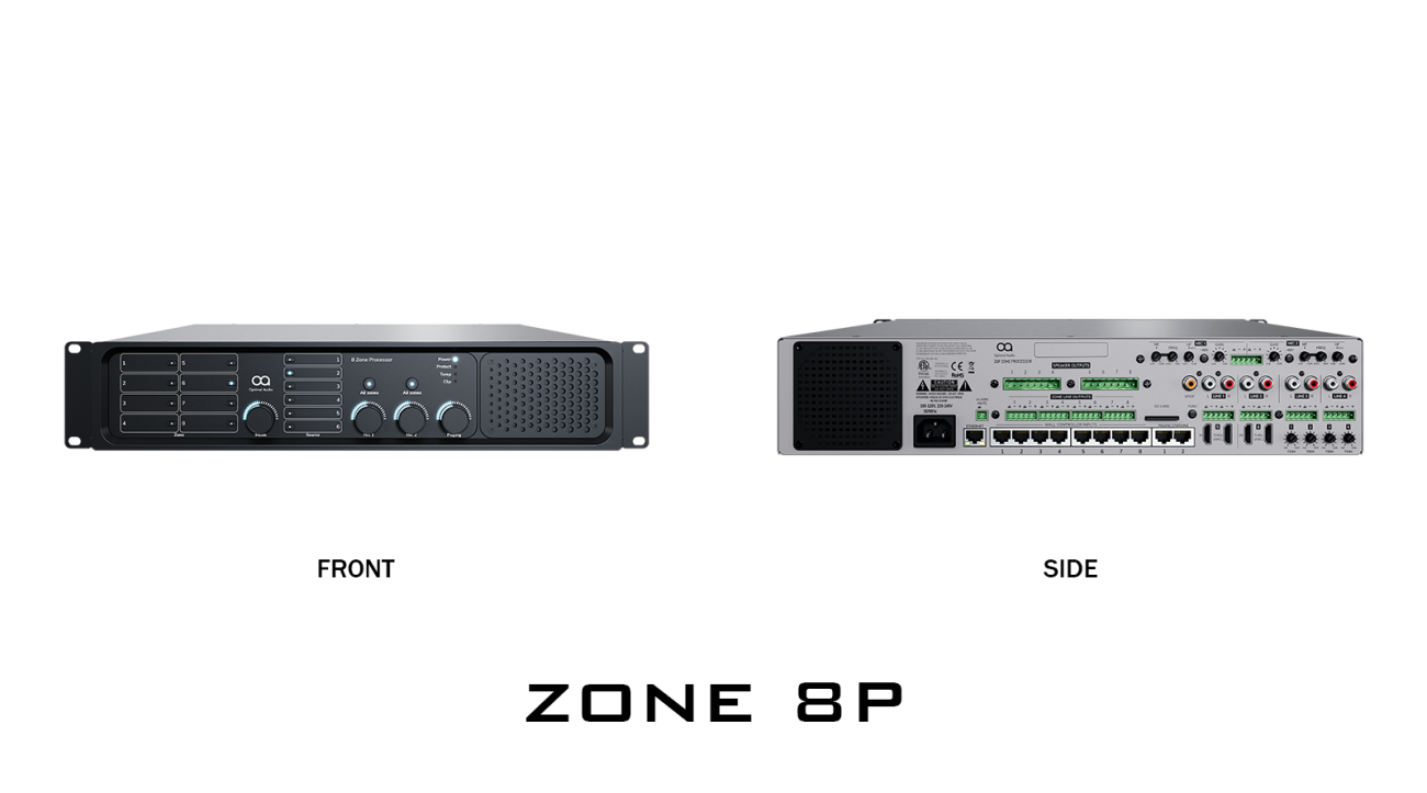 Bộ điều khiển âm thanh Zone 8P của Optimal Audio là trái tim của hệ thống âm thanh đa vùng chất lượng cao. Với DSP tích hợp, 8 kênh khuếch đại, và khả năng cấu hình thông qua WebApp, nó đơn giản hóa quá trình cài đặt và điều khiển hàng ngày. Được thiết kế linh hoạt, nó phù hợp cho nhiều ứng dụng từ quán bar đến nhà thờ.